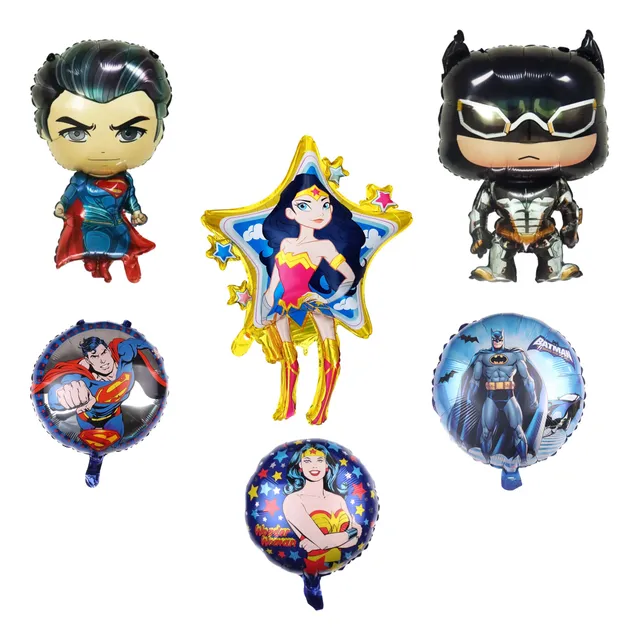 Globo Personaje Y Redondo Batman, Superman Y Mujer Maravilla