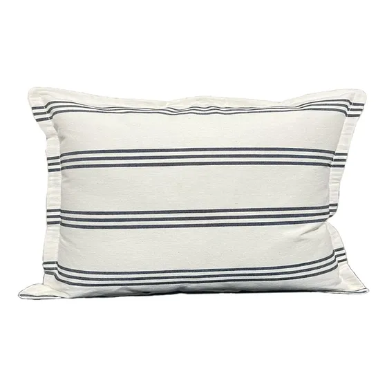 Funda De Almohadones De Tusor 70x50 - Combinaciones Color 30-natural raya negra triple