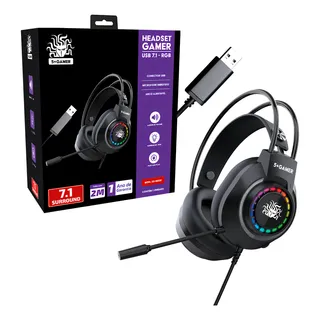 Headset Gamer 5+ Rgb 7.1 Usb Plug And Play - X5-2000 Cor Preto Headset Gamer 5+ Rgb 7.1 Usb Plug And Play - X5-2000 Cor Preto