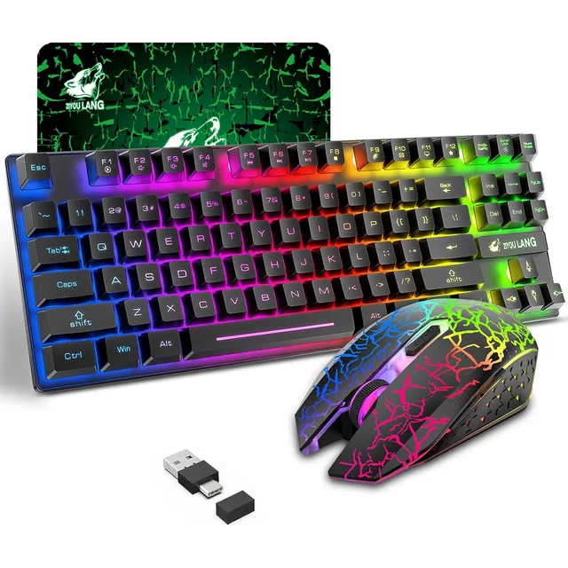 Combo De Teclado Y Mouse Inalámbricos Para Juegos Con 87 Tec