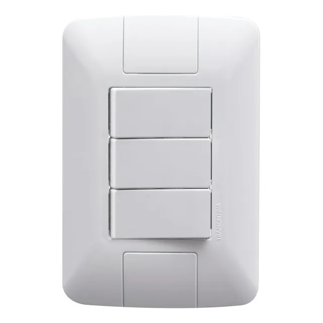 Kit Com 4 Interruptor Simples Triplo C/ Placa Aria