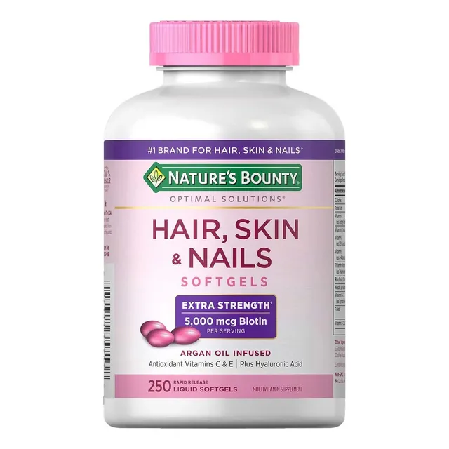 Hair Skin And Nails 5000mcg Vitaminas Para Pelo Piel Y Uñas 250 Softgels Sin sabor