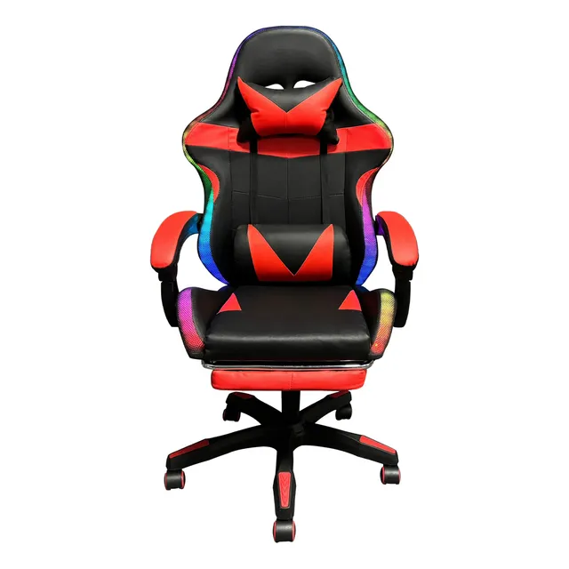Silla de escritorio Titano SGCRPLED01BL gamer ergonómica negra y roja con tapizado de pvc
