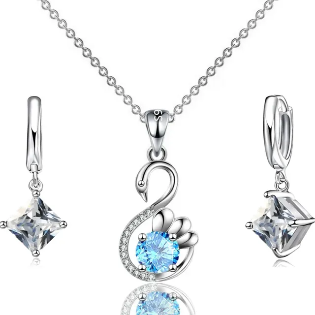 Collar Pendientes Corazón Plata 925 Mujer Regalo Aros Juego