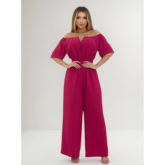 Macacão Feminino Longo Pantalona Ciganinha Acinturado