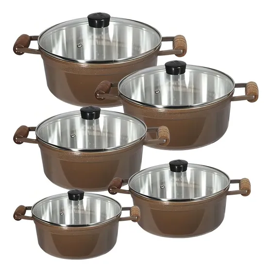 Jogo 5 Panelas Cava Alumínio Fundido 16 18 20 22 E 24 Cor Chocolate