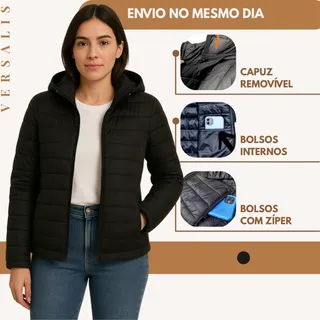 Jaqueta Feminina Puffer Bobojaco Com Capuz Nylon ImpermeĂĄvel Jaqueta Feminina Puffer Bobojaco Com Capuz Nylon ImpermeĂĄvel