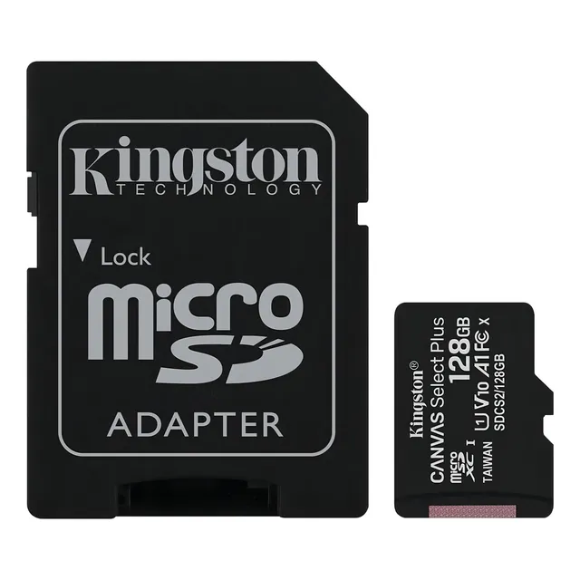 Tarjeta de memoria Kingston SDCS2 Canvas Select Plus con adaptador SD 128GB