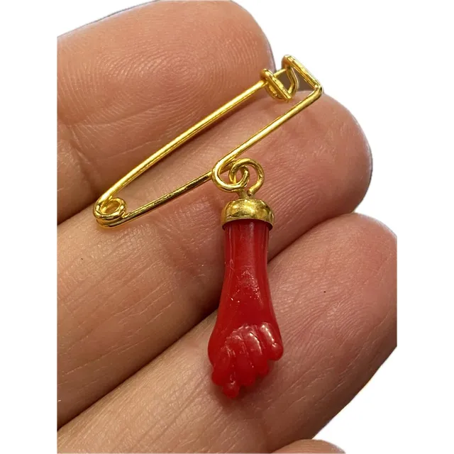 Luli Prendedor Broche Bebe Enchapado Oro Mano Tipo Coral
