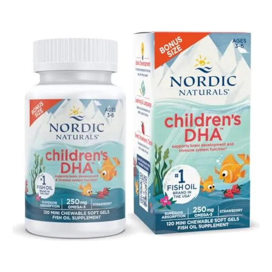 Dha Para Niños Nordic Naturals, Fresa, 120 G