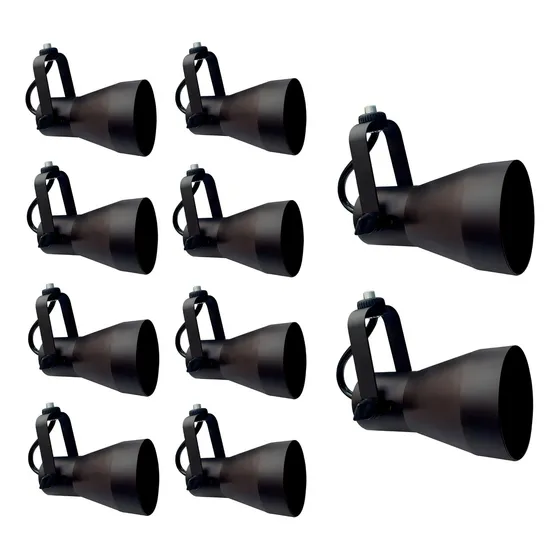 Kit 10 Spot Trilho Calha Perfilado Eletrocalha Led E27 Par20 Estrutura Preto 110v/220v (bivolt)