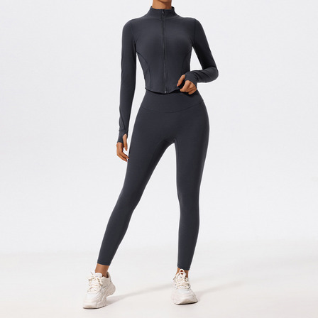 Conjunto Deportivo Mujer Licra Yoga Top Cremallera + Legging Conjunto Deportivo Mujer Licra Yoga Top Cremallera + Legging