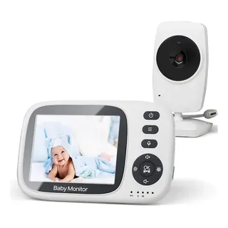 Monitor Bebé 3.2 Pulgadas, Vigilabebés Con Cámara, Monitor De Vídeo, Visión Nocturna Por Infrarrojos, Audio Bidireccional, Control De Temperatura, Nana Cesar® Blanco