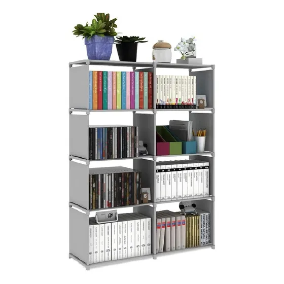 Librero Y Mueble Organizador Cubos Multiuso Ahorra Espacio Color Gris