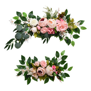 Arreglo Floral Artificial Con Forma De Arco, Tira De Flores Arreglo Floral Artificial Con Forma De Arco, Tira De Flores