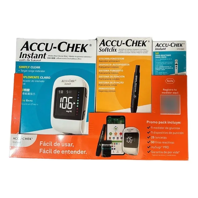 Glucometro Accu-chek Instant Paquete 50 Tiras Y 25 Lancetas Color Blanco
