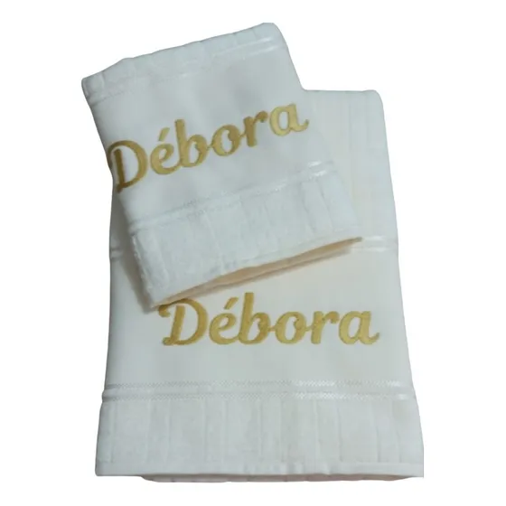 Kit Toalha De Banho E Rosto Personalizada Bordada Com Nome