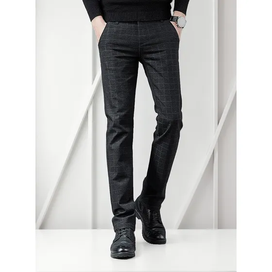 Pantalones Slim Fit Pitillo A Cuadros Casual Calidad Hombre