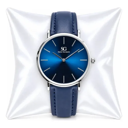 Relógio Masculino Saint Germain Prateado Azul 40mm