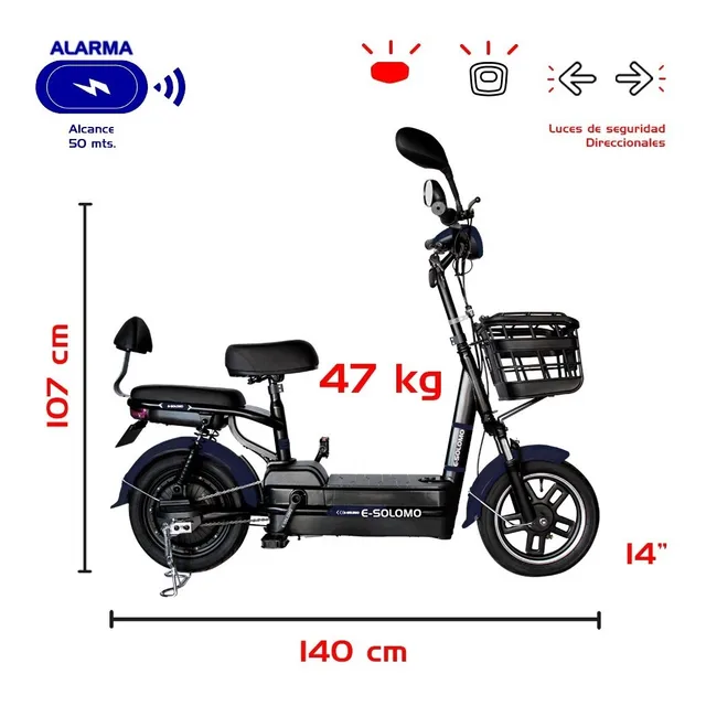 Bicicleta Electrica E-solomo Eb04 Motor 350w Con Canastilla