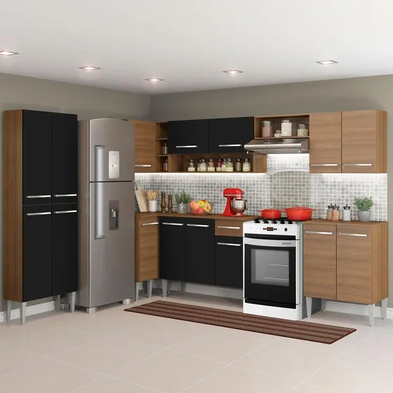 Cocina Integral Completa Modular Madesa Emilly Moon 481cm Color Marrón/Negro 01