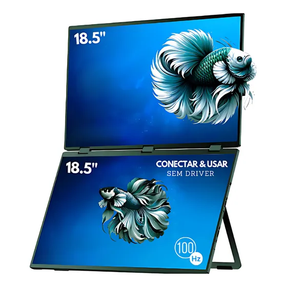 Monitor Duplo Portátil 18.5  Touch Ips Full Hd 100hz