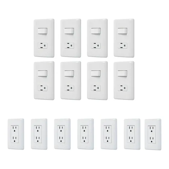 Kit 15 Placas Variadas Marca Volteck Color Blanco