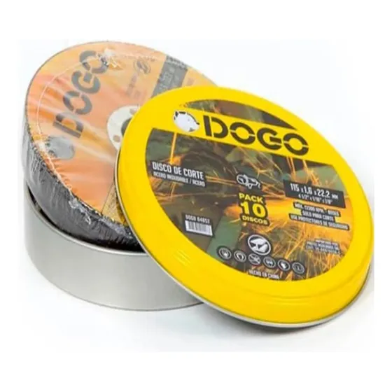 Pack 10 Discos Corte Amoladora 115mm 4,5 Dogo 0.8 Mm + Lata