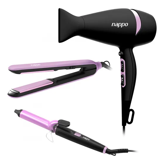 Kit 3 En 1 Nappo Secador Pelo 2200w + Planchita + Buclera