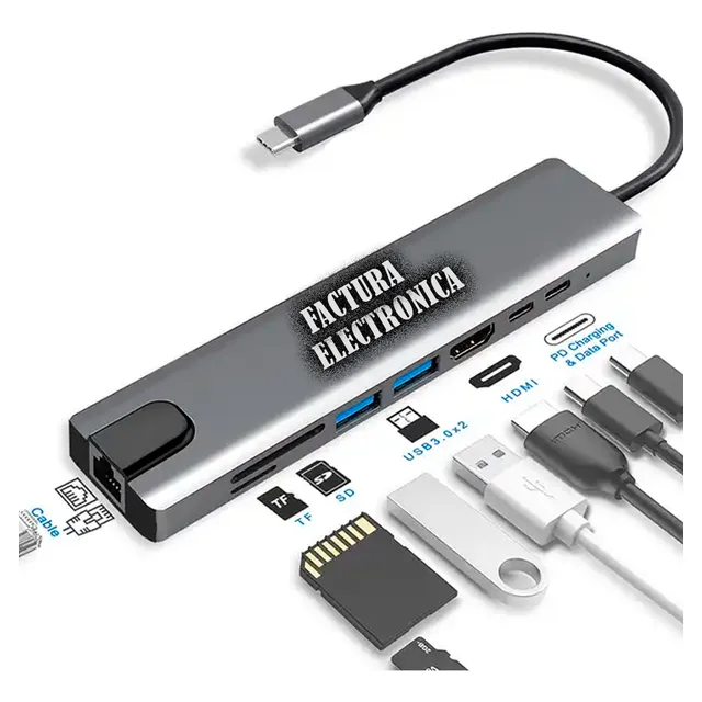 Generico hub adaptador usb C 8 En 1