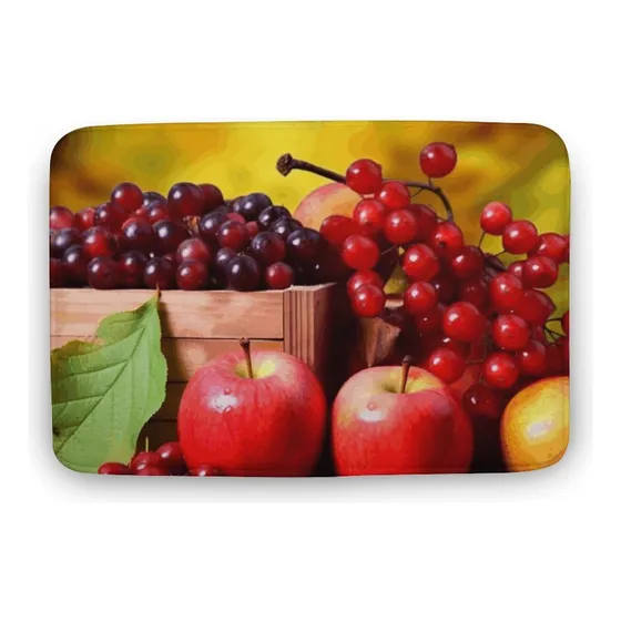 Alfombrilla Baño Hoja Roja Fruta Otoñal Superabsorbente Para