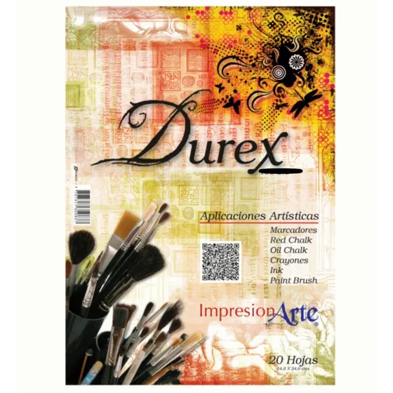Cartulina Durex 180gr Tamaño 1/8 *20 Hojas X 1 Pqte