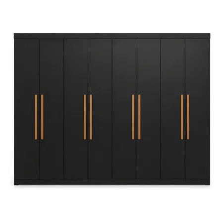 Guarda Roupa Casal 8 Portas Preto Espresso Móveis 4 Gavetas MDF 200x237x47cm
