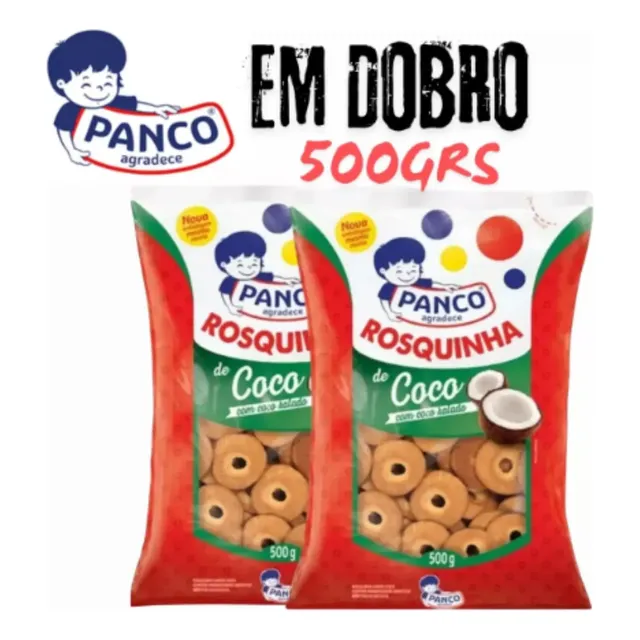 Kit 2 Biscoito Rosquinhas De Coco Panco 500g Bolacha