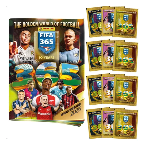 Álbum Fifa 365 2025 + 50 Figurinhas (10 Envelopes)