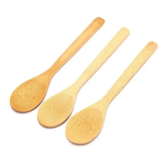 Kit 3 Mini Colheres Bambu P/ Café Sobremesa Chá Decoração