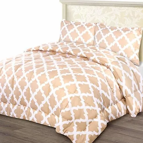 Edredon Mosaico Beige De Tamaño King Con Fundas De Almohada