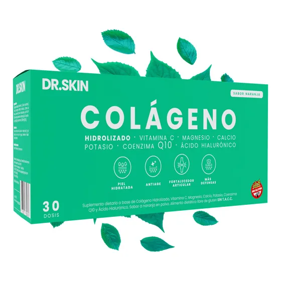 Colageno Hidrolizado Dr Skin Polvo Acido Hialuronico Q10 Magnesio El Más Completo Sabor Naranja 30 Días Piel Hidratada y Función Antiage Lappiel
