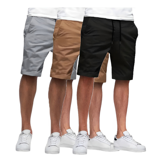 Kit 3 Bermuda Sarja Colorida Premium Masculino Diversa Cores Kit 3 Bermuda Sarja Colorida Premium Masculino Diversa Cores
