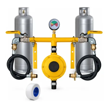 Central De Gás P45 2 Botijões Kit Regulador Baixa Pressão