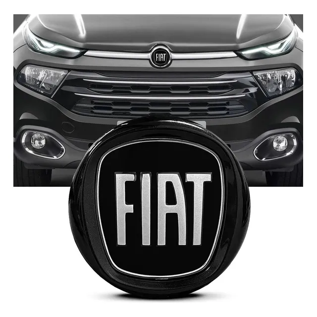 Emblema Sigla Fiat Dianteira 95mm Todo Preto Fiat Toro 2016/