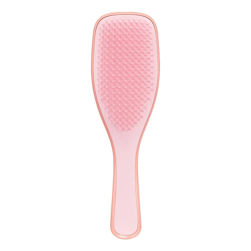 Escova de cabelo Tangle Teezer The Ultimate Detangler Naturally Curly na cor Mango Rosa, vista frontal mostrando o cabo e a base com cerdas