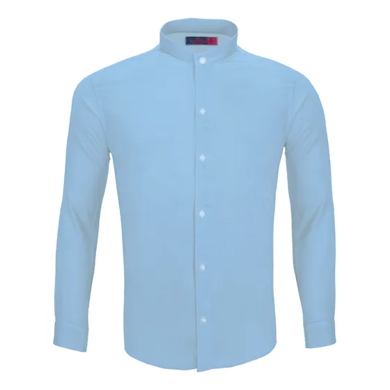 Camisa De Lino Cuello Mao De Vestir