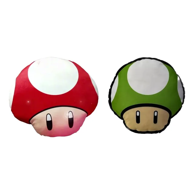 Set 2 Almohada Kawaii Cojines Honguito Rojo Verde Mario Bros