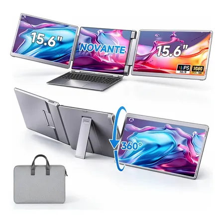NOVANTE tela tripla monitor Monitor Duplo Portátil 15.6" 15.6 " - Cinza