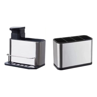 Kit Porta Detergente Sabão Liquido E Escorredor Talher Inox Kit Porta Detergente Sabão Liquido E Escorredor Talher Inox