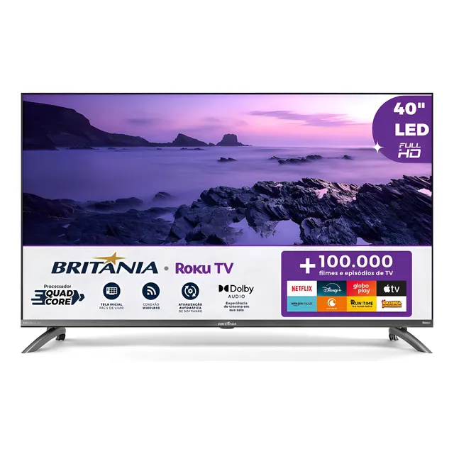 Smart Tv 40'' Britânia Btv40m9gr2cgb Roku Led Dolby Audio