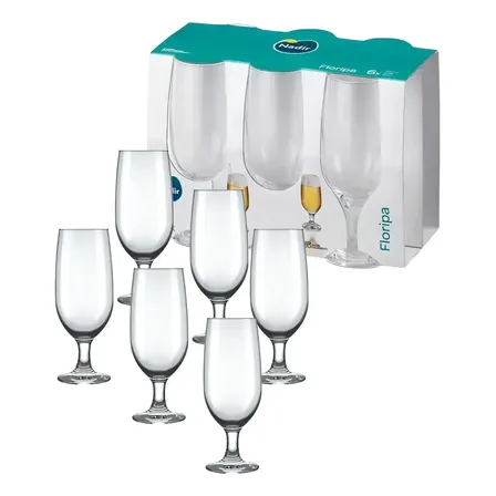 Kit 6 Taças Floripa Cerveja Nadir Vidro 300ml