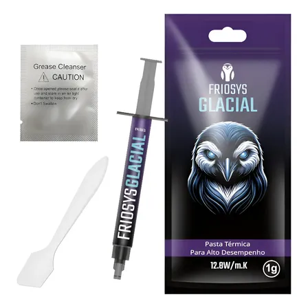 Pasta Térmica Friosys Glacial 1g 12.8 W/mk Alto Desempenho Cinza