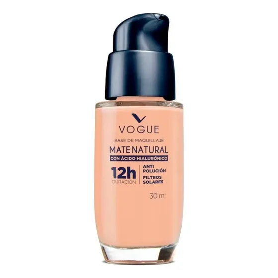 Base Liquida Maquillaje Vogue Mate Natural 30ml 12h Duracion